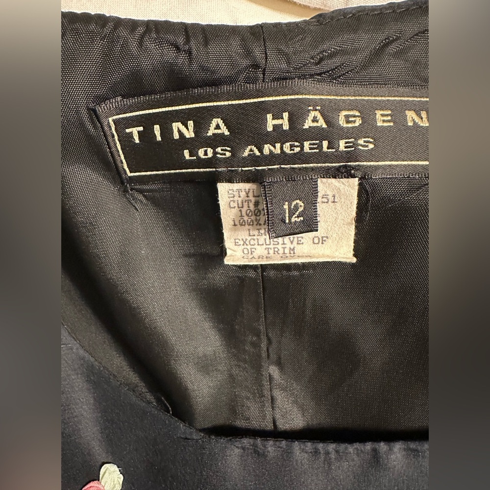 Tina Hagen L A SILK Vintage Dress Suit Embroidered Sz12 Formal Wedding guest - Picture 16 of 16